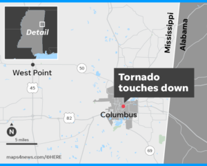 Tornado no Mississipi deixa uma pessoa morta