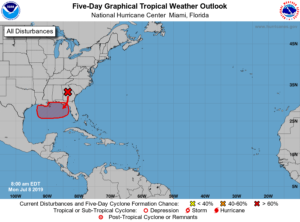 Há 80% de chances de formação tropical no Golfo do México esta semana, diz Centro de Furacões